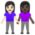 👩🏻‍🤝‍👩🏿 women holding hands: light skin tone, dark skin tone display on Google